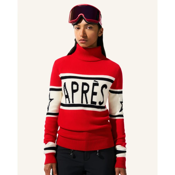 Perfect Moment Apres Schild Merino Wool Sweater in Red, view 2 | Sweaters | Coveti