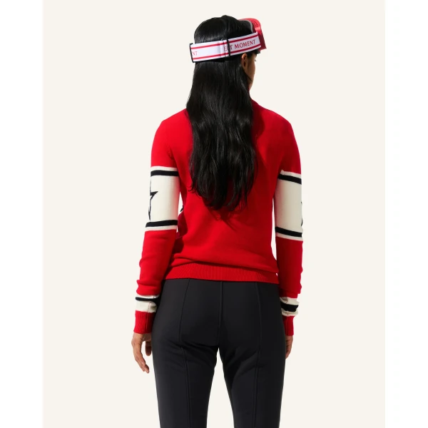 Perfect Moment Apres Schild Merino Wool Sweater in Red, view 5 | Sweaters | Coveti