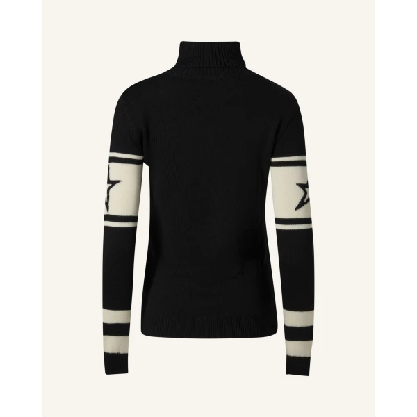 Perfect Moment Apres Schild Merino Wool Sweater in White & Black, view 5 | Sweaters | Coveti