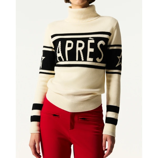 Perfect Moment Apres Schild Merino Wool Sweater in White, view 3 | Sweaters | Coveti