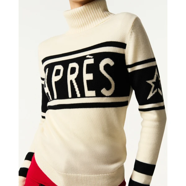 Perfect Moment Apres Schild Merino Wool Sweater in White, view 4 | Sweaters | Coveti