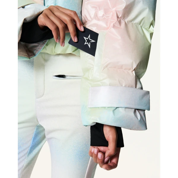 Perfect Moment Astralis Down Ski Jacket in Pastel Rainbow, view 6 | Jackets | Coveti