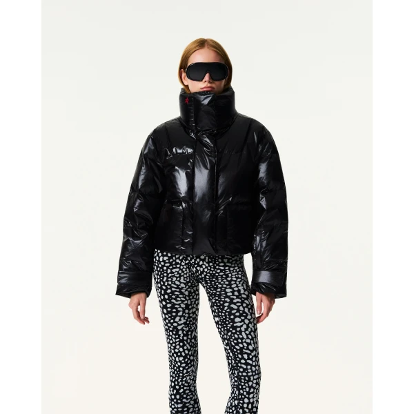 Perfect Moment Astralis Down Ski Jacket in Shiny Black, view 3 | Jackets | Coveti