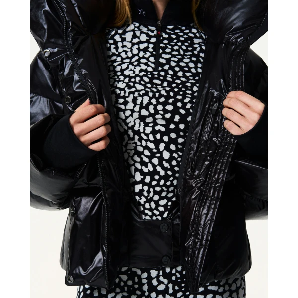 Perfect Moment Astralis Down Ski Jacket in Shiny Black, view 6 | Jackets | Coveti