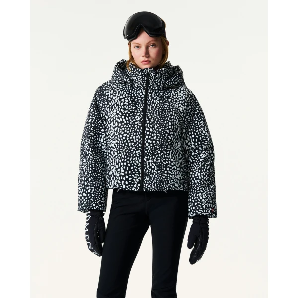 Perfect Moment Bubble Down Puffer Jacket in Snow Leopard, view 3 | Jackets | Coveti