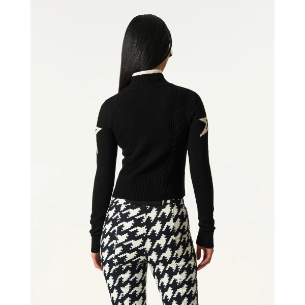 Perfect Moment Cable Merino Wool Sweater in Black, view 4 | Sweaters | Coveti