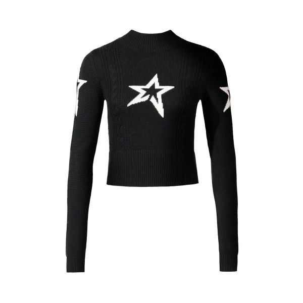 Perfect Moment Cable Merino Wool Sweater in Black | Sweaters | Coveti