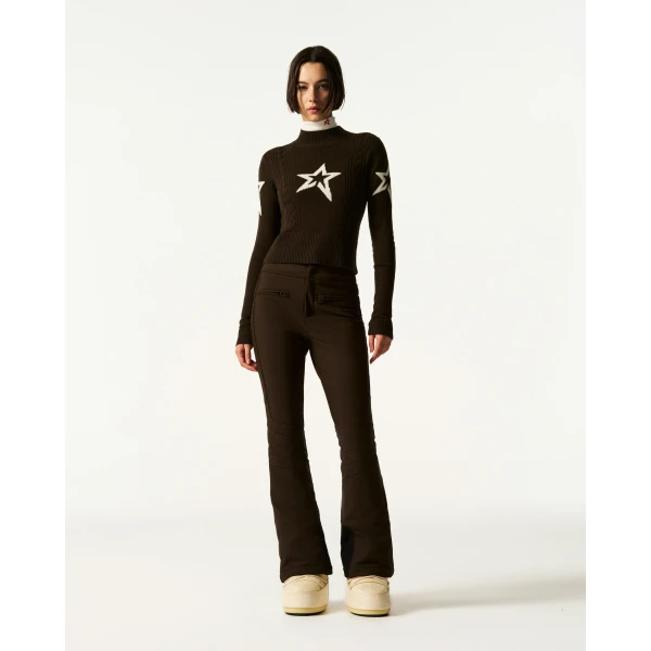 Perfect Moment Cable Merino Wool Sweater in Brown, view 2 | Sweaters | Coveti