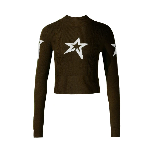 Perfect Moment Cable Merino Wool Sweater in Brown | Sweaters | Coveti