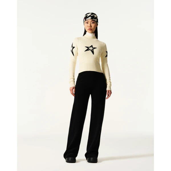 Perfect Moment Cable Merino Wool Sweater in White, view 2 | Sweaters | Coveti