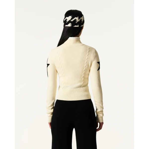 Perfect Moment Cable Merino Wool Sweater in White, view 5 | Sweaters | Coveti