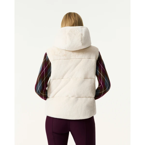 Perfect Moment Celia Faux Fur Down Gilet in Snow White, view 4 | Vests | Coveti