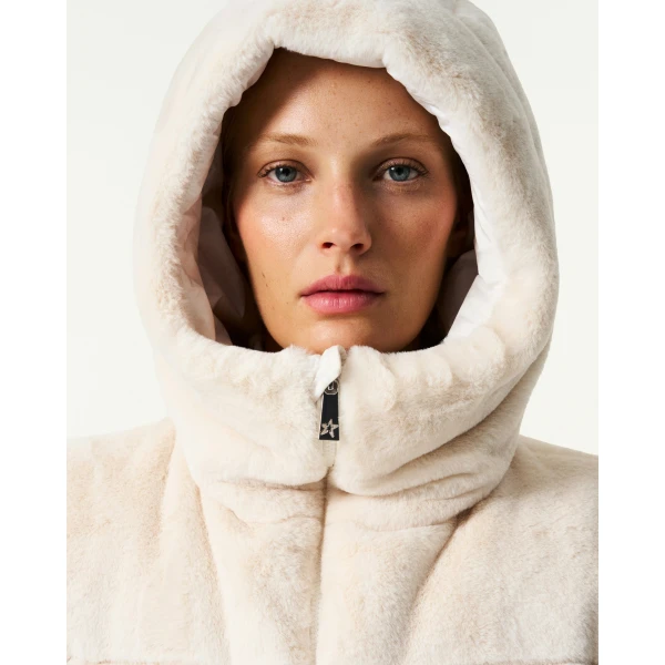 Perfect Moment Celia Faux Fur Down Gilet in Snow White, view 6 | Vests | Coveti