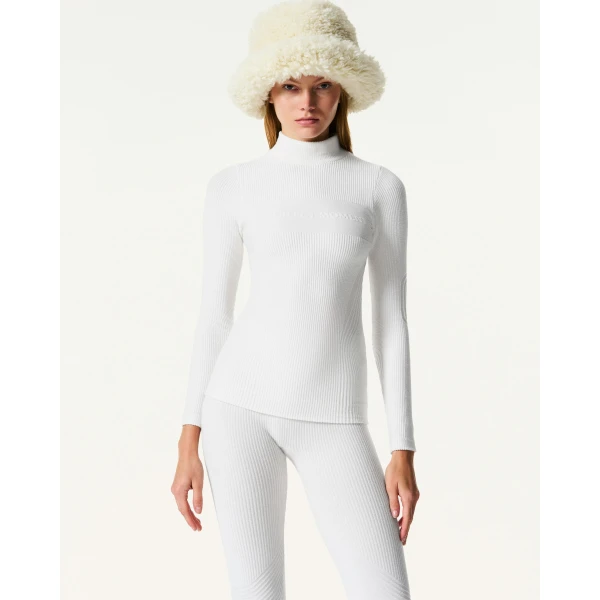 Perfect Moment Chalet Base Layer Top in Snow White, view 3 | Long Sleeve | Coveti