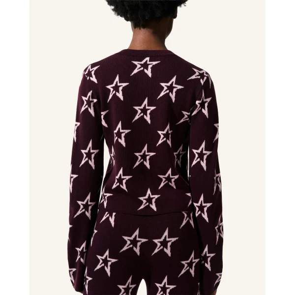 Perfect Moment Chalet Merino Wool Cardigan in Burgundy 2189, view 3 | Cardigan | Coveti