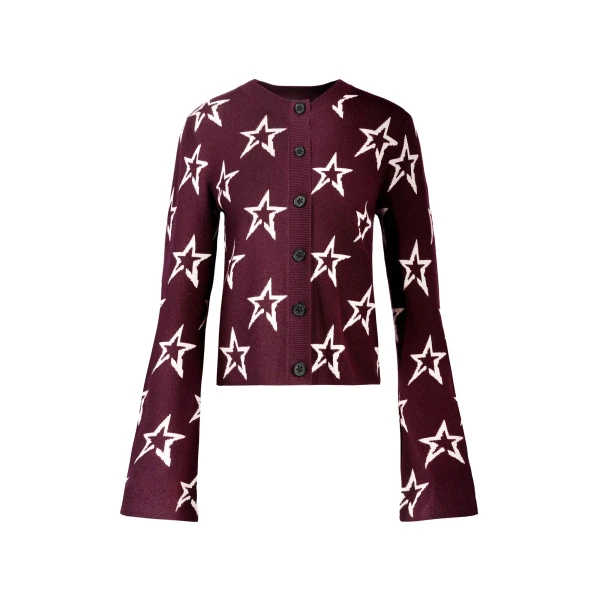 Perfect Moment Chalet Merino Wool Cardigan in Burgundy 2189 | Cardigan | Coveti