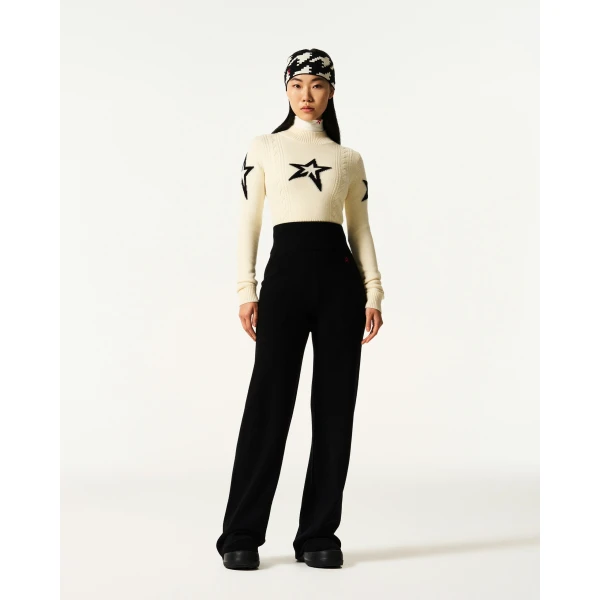 Perfect Moment Chalet Merino Wool Knitted Pant in Black, view 2 | Pants | Coveti
