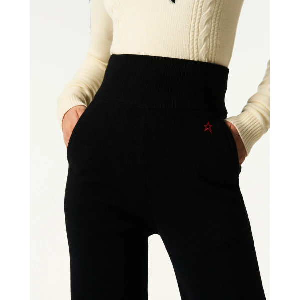 Perfect Moment Chalet Merino Wool Knitted Pant in Black, view 5 | Pants | Coveti