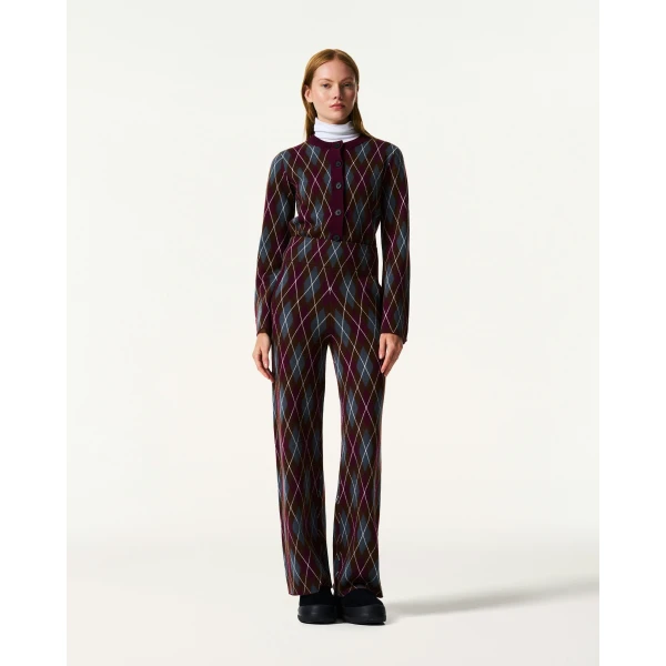 Perfect Moment Chalet Merino Wool Knitted Pant in Burgundy, view 2 | Pants | Coveti