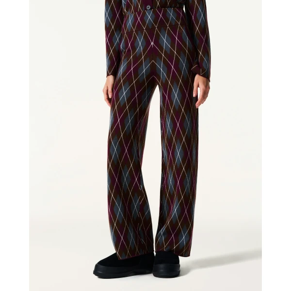 Perfect Moment Chalet Merino Wool Knitted Pant in Burgundy, view 3 | Pants | Coveti