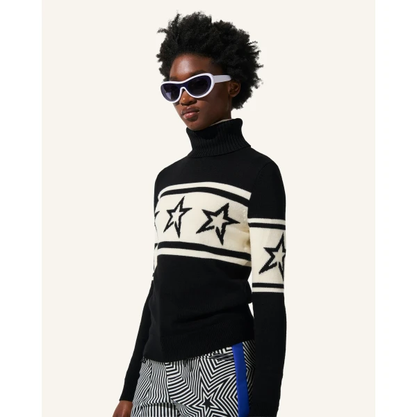 Perfect Moment Chopper Merino Wool Sweater in Black, view 5 | Sweaters | Coveti