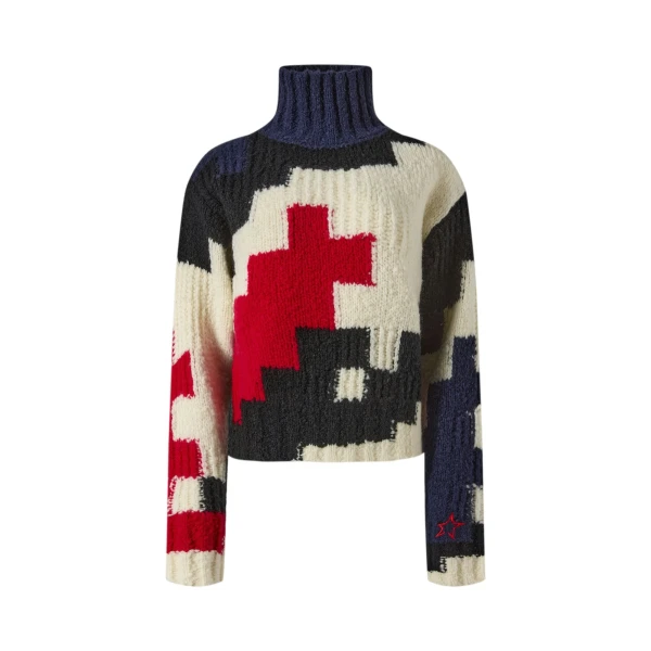 Perfect Moment Chunky Wool Cropped Sweater in Houndstooth | Sweaters | Coveti