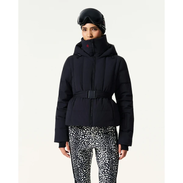 Perfect Moment Classic Waisted Down Ski Jacket in Black, view 3 | Jackets | Coveti