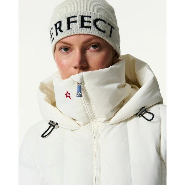 Perfect Moment Classic Waisted Down Ski Jacket in Snow White, view 5 | Jackets | Coveti