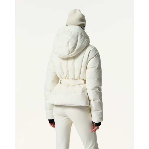 Perfect Moment Classic Waisted Down Ski Jacket in Snow White, view 6 | Jackets | Coveti