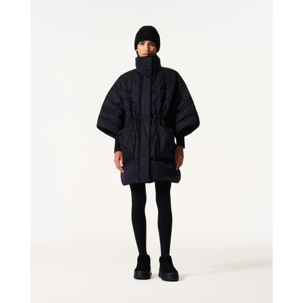 Perfect Moment Cosmo Cape Jacket in Black Houndstooth, view 2 | Jackets | Coveti