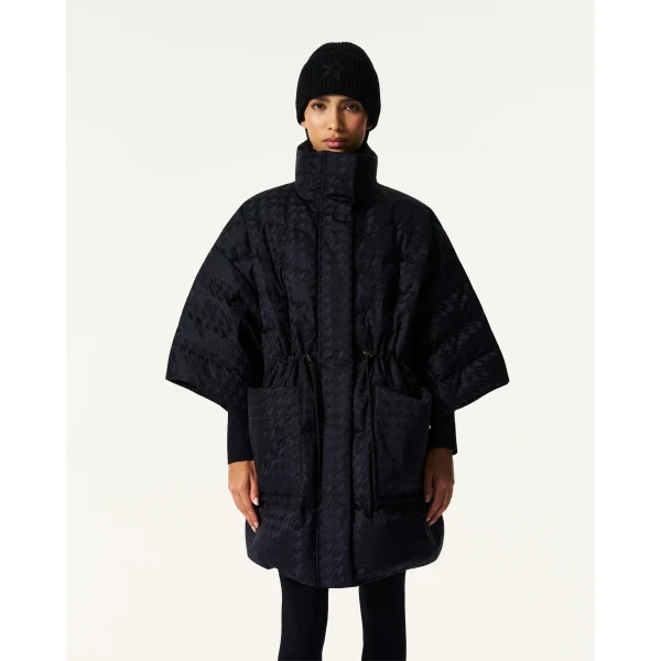 Perfect Moment Cosmo Cape Jacket in Black Houndstooth, view 3 | Jackets | Coveti