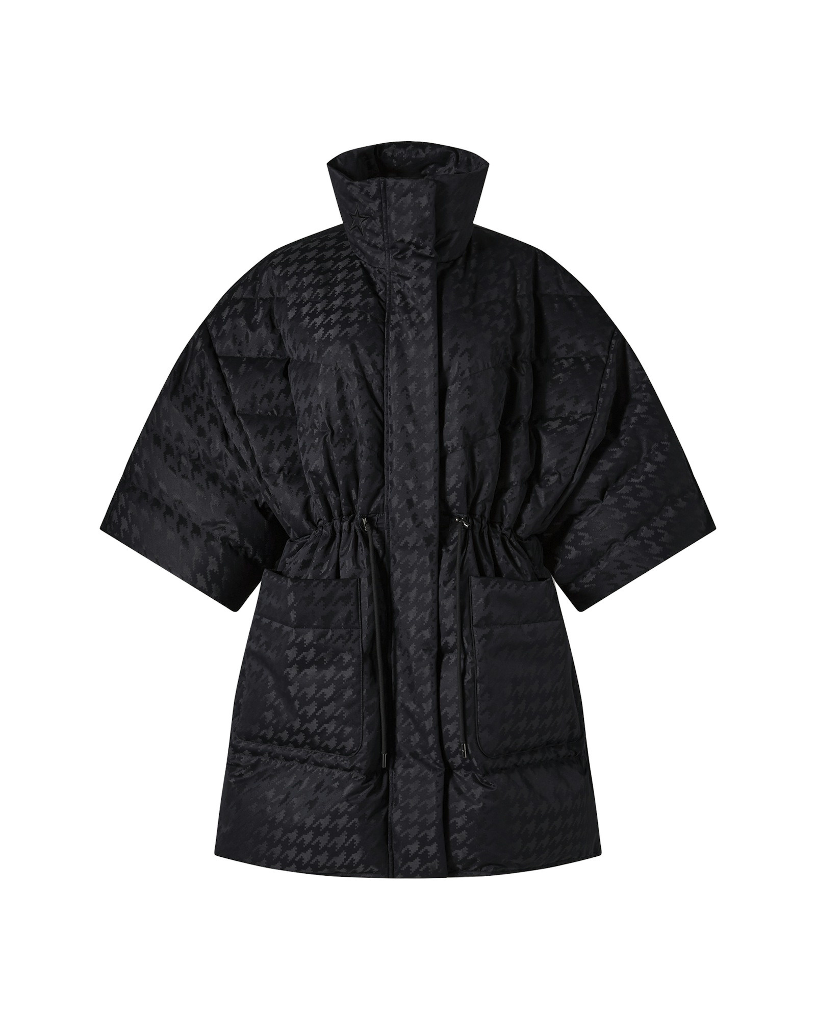 Mini Lin Bucket Perfect Moment Cosmo Cape Jacket in Black Houndstooth | Coveti