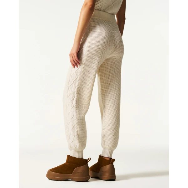 Perfect Moment Crystal Merino Wool Jogger in Cream, view 4 | Sweatpants | Coveti