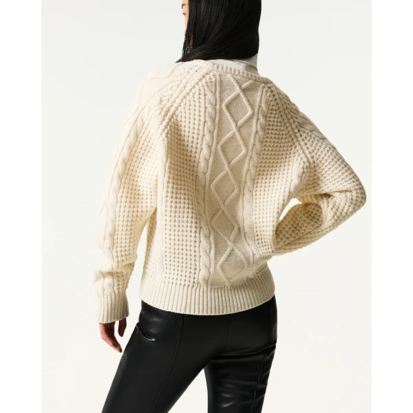 Perfect Moment Crystal Merino Wool Sweater in Cream, view 5 | Sweaters | Coveti