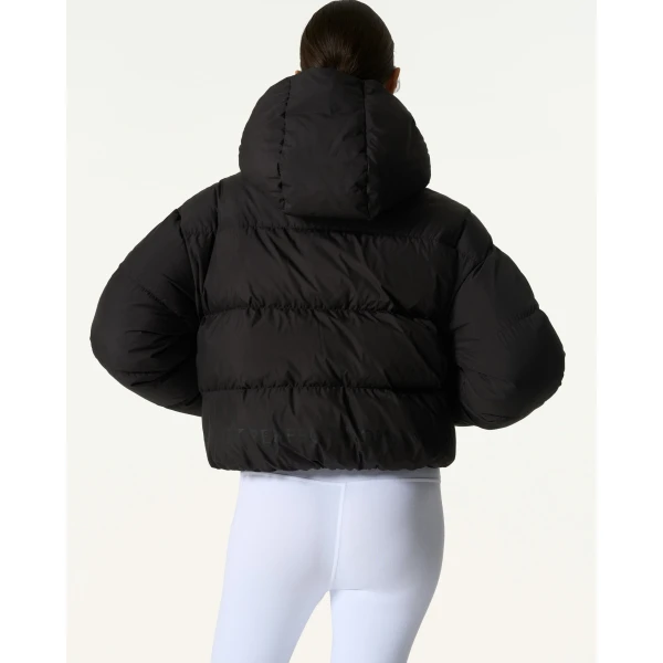 Perfect Moment Down Cropped Puffer Jacket in Black, view 4 | Jackets | Coveti