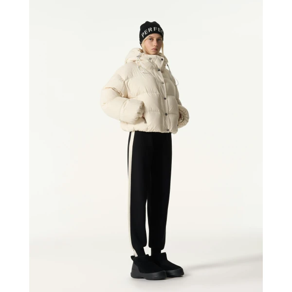 Perfect Moment Down Cropped Puffer Jacket in Snow White, view 3 | Jackets | Coveti