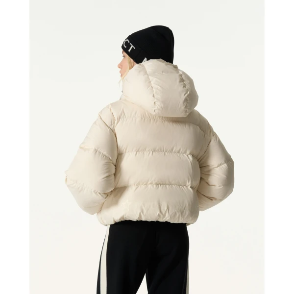Perfect Moment Down Cropped Puffer Jacket in Snow White, view 4 | Jackets | Coveti