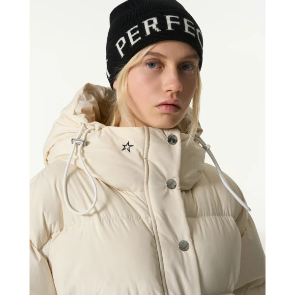 Perfect Moment Down Cropped Puffer Jacket in Snow White, view 5 | Jackets | Coveti