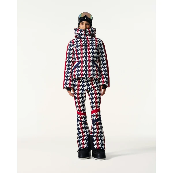 Perfect Moment Duvet Down Ski Jacket in Houndstooth, view 2 | Jackets | Coveti