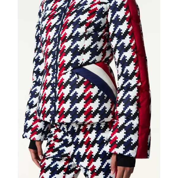 Perfect Moment Duvet Down Ski Jacket in Houndstooth, view 5 | Jackets | Coveti