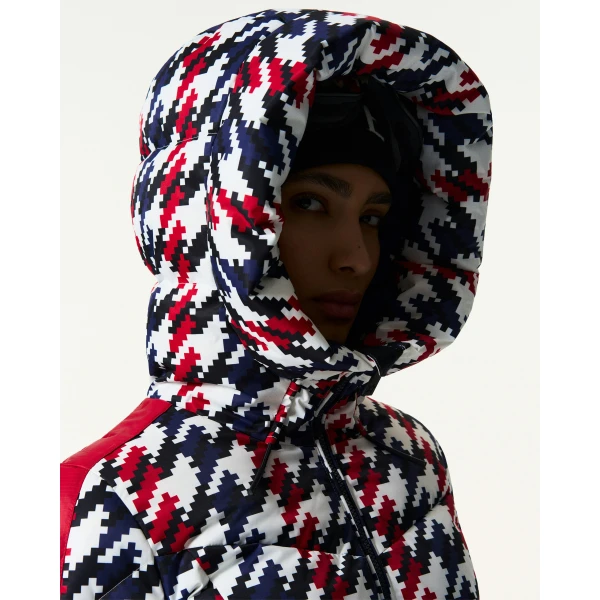 Perfect Moment Duvet Down Ski Jacket in Houndstooth, view 6 | Jackets | Coveti