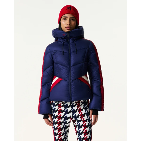 Perfect Moment Duvet Down Ski Jacket in Navy, view 3 | Jackets | Coveti