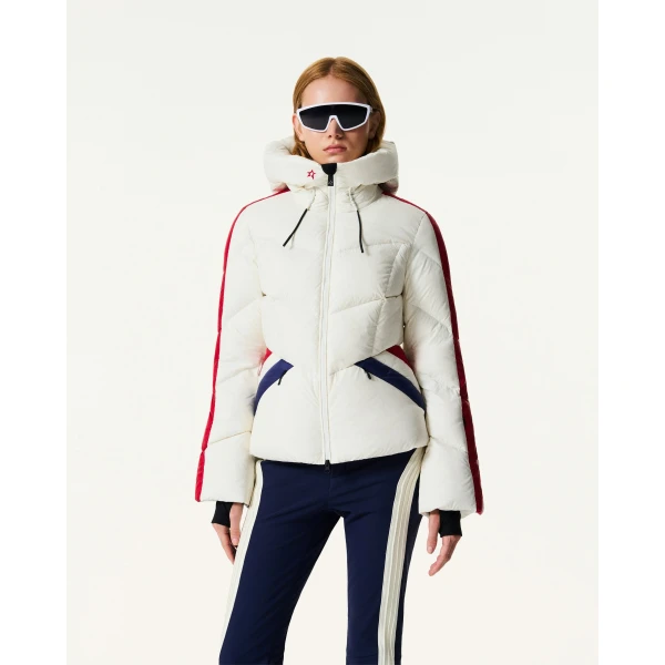 Perfect Moment Duvet Down Ski Jacket in Snow White, view 3 | Jackets | Coveti