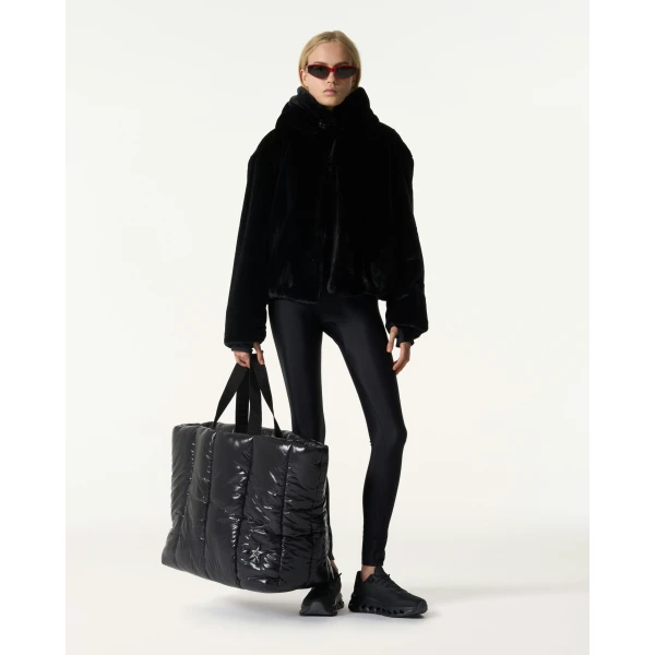 Perfect Moment Faux Fur Hoodie in Black, view 2 | Jackets | Coveti