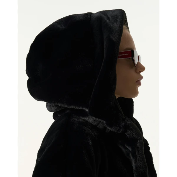 Perfect Moment Faux Fur Hoodie in Black, view 5 | Jackets | Coveti