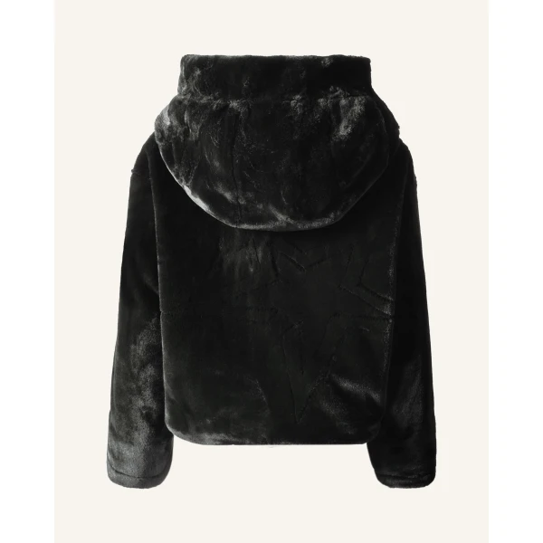 Perfect Moment Faux Fur Hoodie in Black, view 6 | Jackets | Coveti
