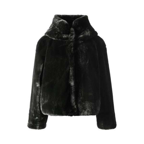 Perfect Moment Faux Fur Hoodie in Black | Jackets | Coveti