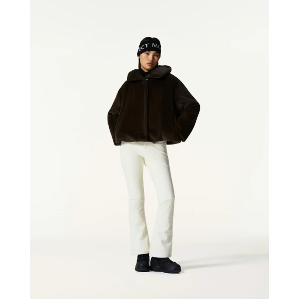 Perfect Moment Faux Fur Hoodie in Brown, view 2 | Jackets | Coveti
