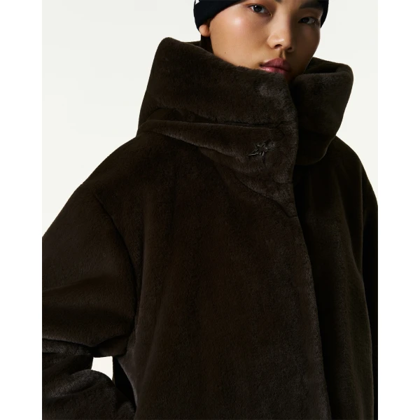 Perfect Moment Faux Fur Hoodie in Brown, view 6 | Jackets | Coveti