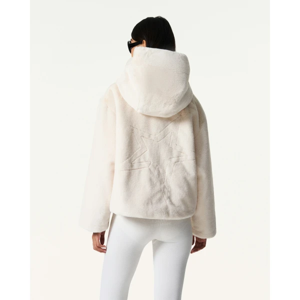 Perfect Moment Faux Fur Hoodie in Snow White, view 5 | Jackets | Coveti